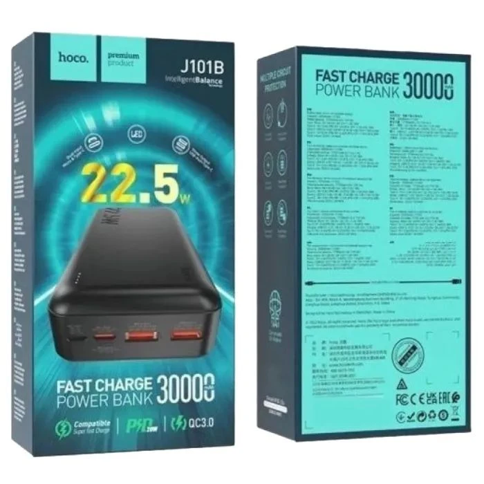 HOCO 30000mAh Astute 22.5W PD QC Black (J101B / 714732) (UA)
