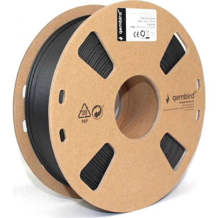 Пластик для 3D-принтера Gembird PLA+, 1.75 мм, 1 kg, Black (3DP-PLA+1.75-02-BK) (UA) Тип пластика: PLA; Диаметр: 1.75 мм;