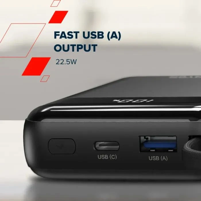 Canyon 10000mAh OnPower 104 PD/20W, QC/22.5W built-in cable Black (CNS-CPB104B) (UA)