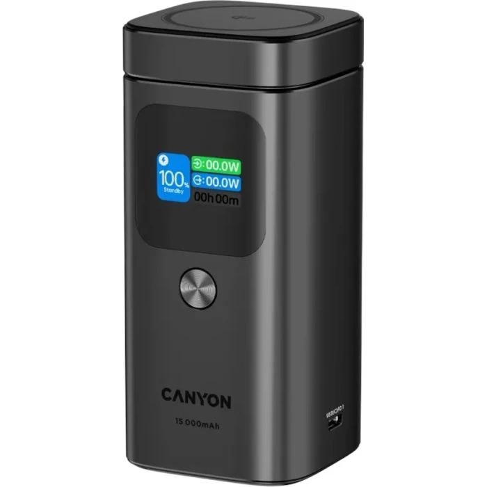 Canyon 15000mAh OnPower 150 Qi2 magnetic Grey (CNS-CPB150DG) (UA) Ємність: 15000 mAh; Призначення: для