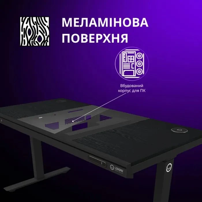 Комп'ютерний стіл Lorgar ELITE 90G Glass Black (LRG-DE90G) (UA)