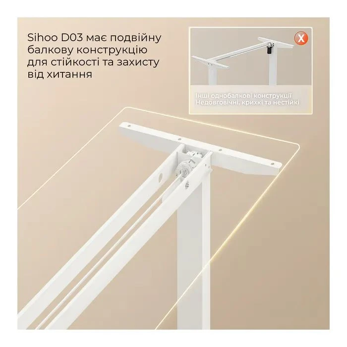 Компьютерный стол Sihoo D03 White (D03-106/D03-107) (UA)