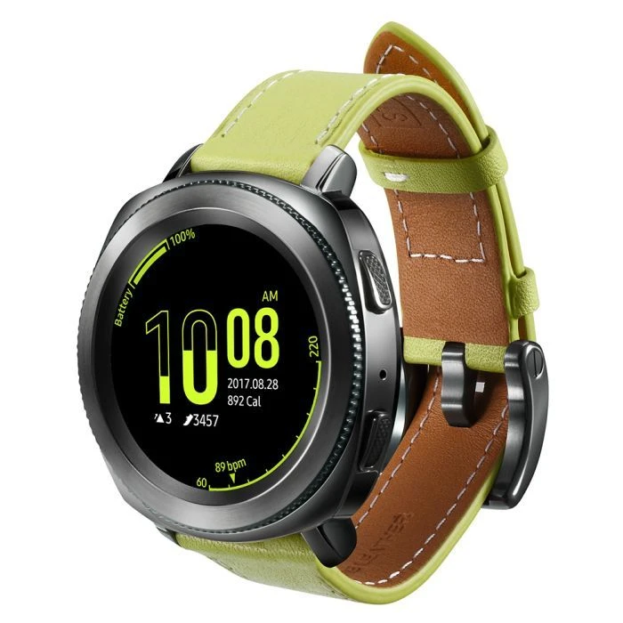 Ремінець для смарт-годинників Samsung Gear Classic Leather Olive-Green (GP-R600BREEBAE) (UA)