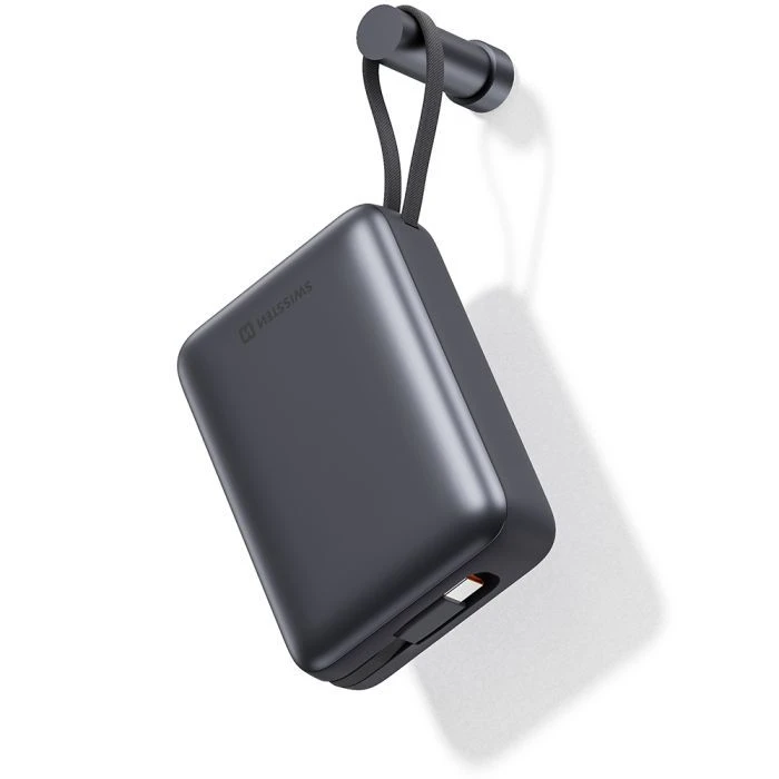 SWISSTEN 20000mAh SPACE 22/5W PD QC w/built-in cables USB-C/LIGHTNING Silver (8595217490598) (UA)