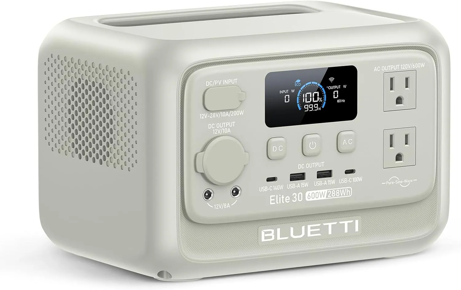 Зарядная станция BLUETTI Elite 30 V2 600W 288Wh (White) Europe Бренд: BLUETTI; Розетка AC 230В: 1; USB