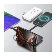 Dudao 10000mAh K11 10W, USB-A, USB-C, microUSB, with USB-A/USB-C/Lightning/MicroUSB cables White (6977196681860) (UA)