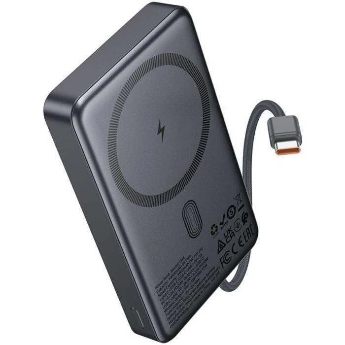 HOCO 10000 mAh Origen Dual PD/20W Magnetic with cable Type-C Metal Gray (Q44 / 714983) (UA) Розмір: 106 ? 63 ? 17 мм; Матеріал