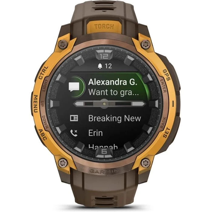 Смарт-часы Garmin Instinct Crossover AMOLED, BronzeSunburst/Cocoa, GPS смарт-годинник (010-03398-01) (UA)