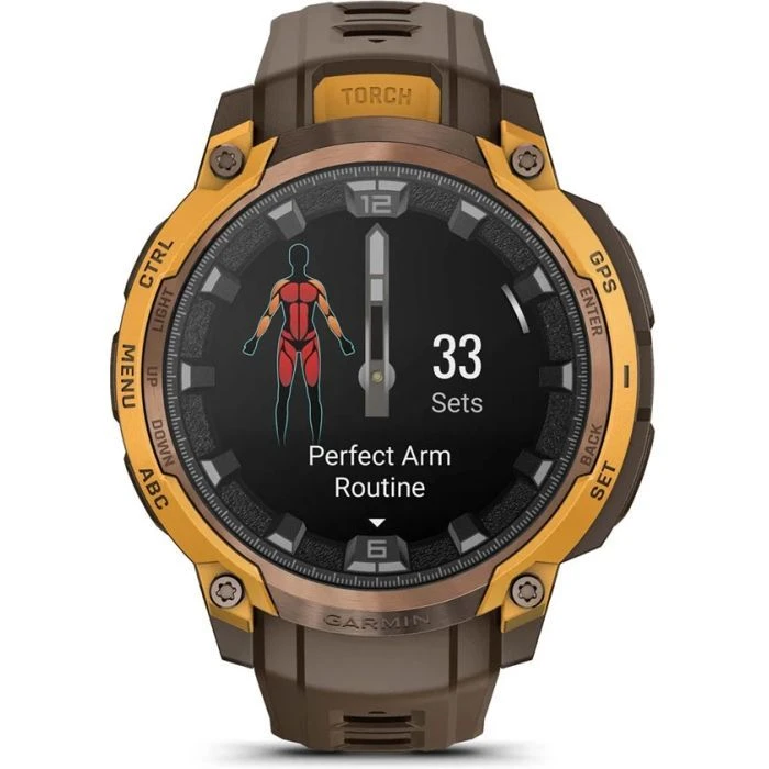 Смарт-часы Garmin Instinct Crossover AMOLED, BronzeSunburst/Cocoa, GPS смарт-годинник (010-03398-01) (UA)