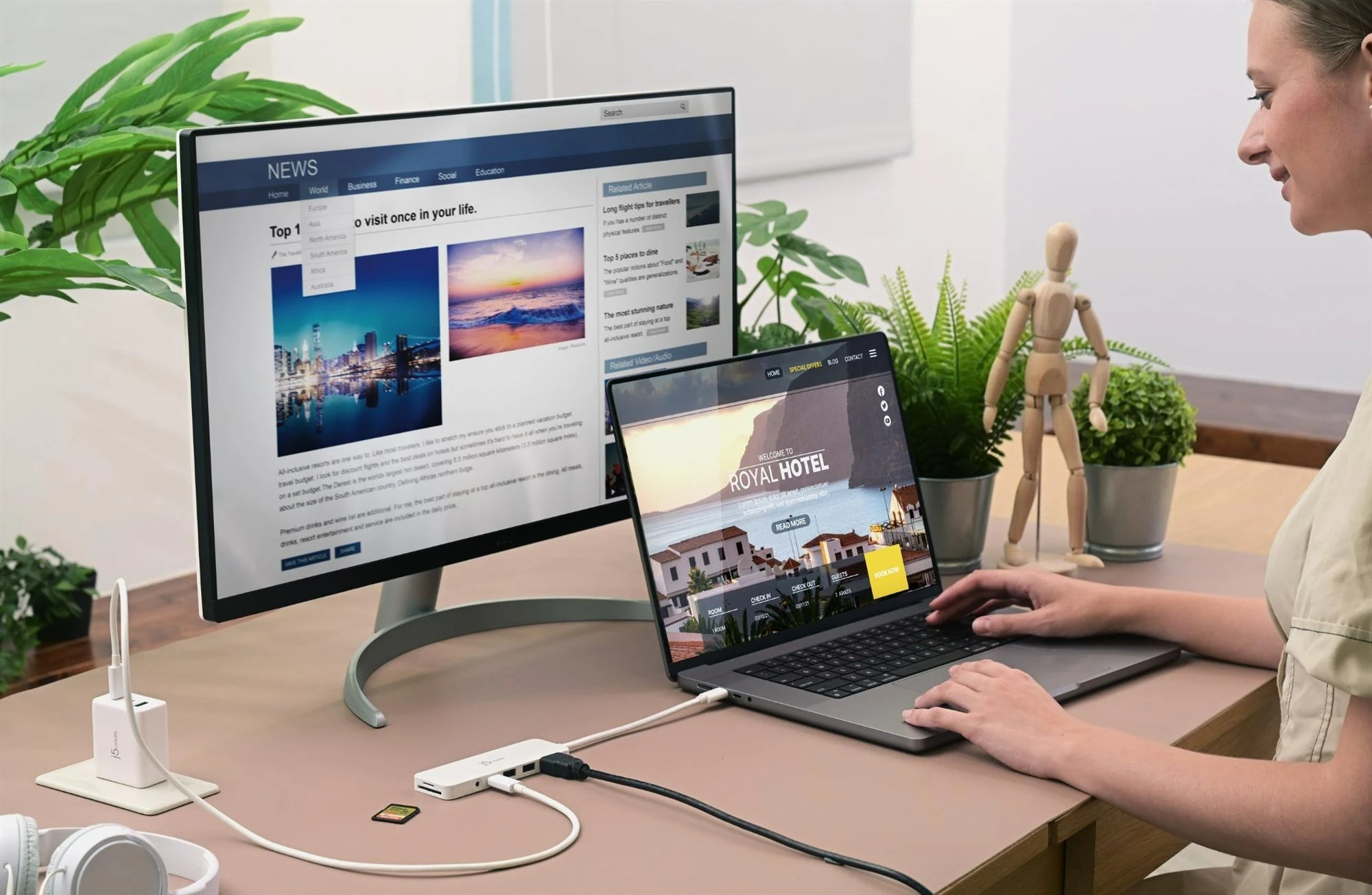 USB-хаб J5create USB-C 6-в-1 White (JCD373EW-N) (UA) Тип: USB-хаб; Форм-фактор: внешний;