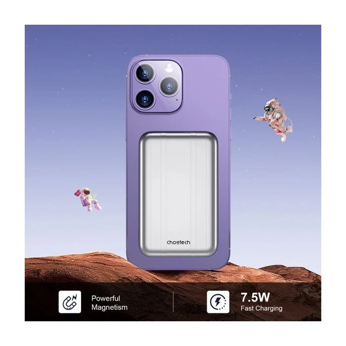 Choetech Magnetic Wireless 5000mAh 10W, USB-A,USB-C In/Out (B655 / 6932112104779) (UA)
