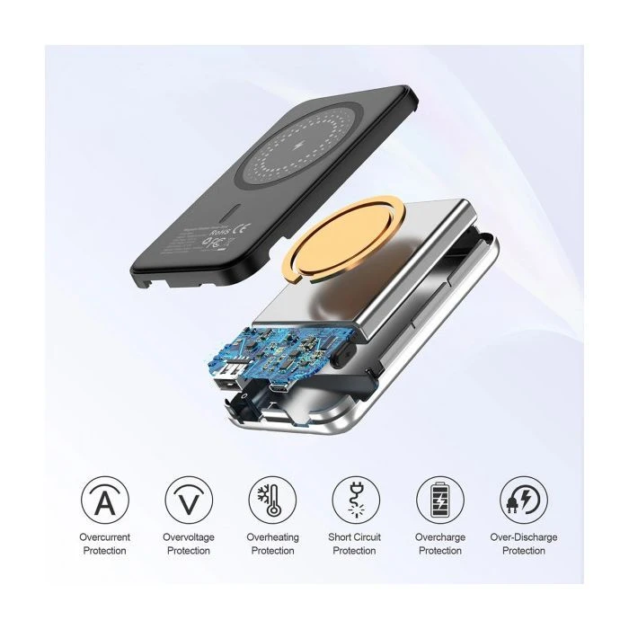 Choetech Magnetic Wireless 5000mAh 10W, USB-A,USB-C In/Out (B655 / 6932112104779) (UA)