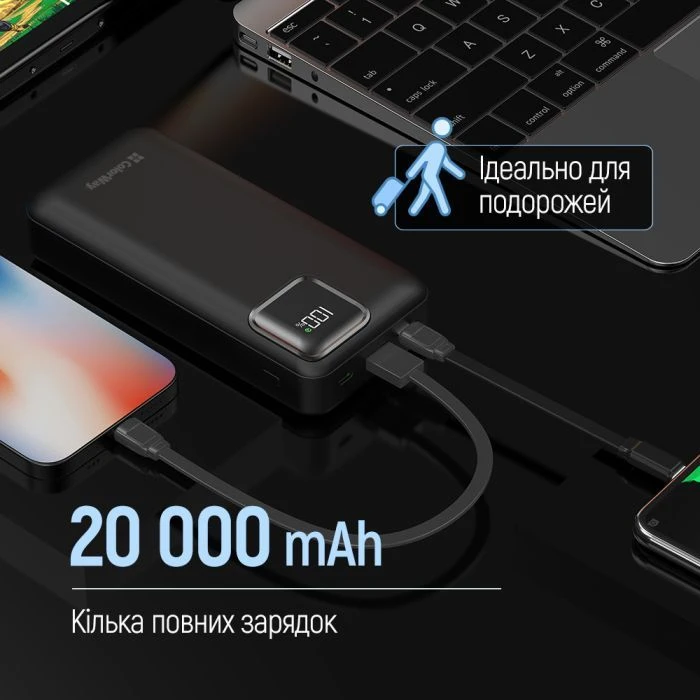 ColorWay 20 000 mAh Optimal Power PD/22.5W, QC/3.0, Black (CW-PB200LPB5BK-PDD) (UA)