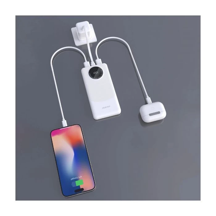 Dudao 10000mAh K12 22.5W, PD, QC, 2*USB-A, USB-C(In/Out), White (6976625333875) (UA)