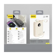 Dudao 20000mAh K14+ 22.5W, PD, QC, USB-A, USB-C(In/Out), with built-in USB-C/Lightning cables, White (6977196680023) (UA)