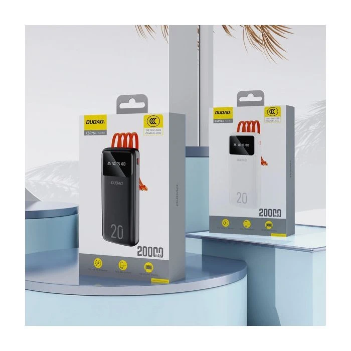 Dudao K6Pro+ 20000mAh 10W with USB-C/Lightning/MicroUSB/USB-A cables (6977196682393) (UA)