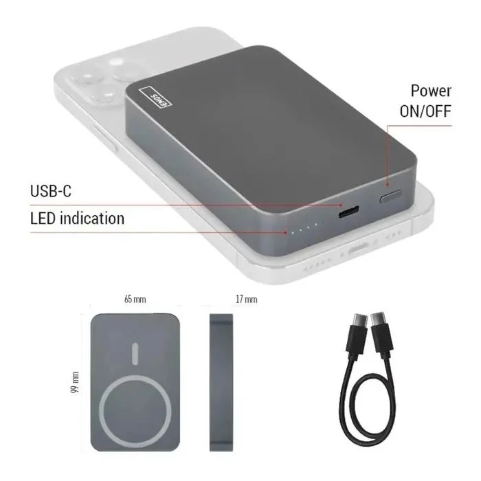 EMOS 10000mAh WI1046, 20W, Wireless, grey (B0551GY) (UA)