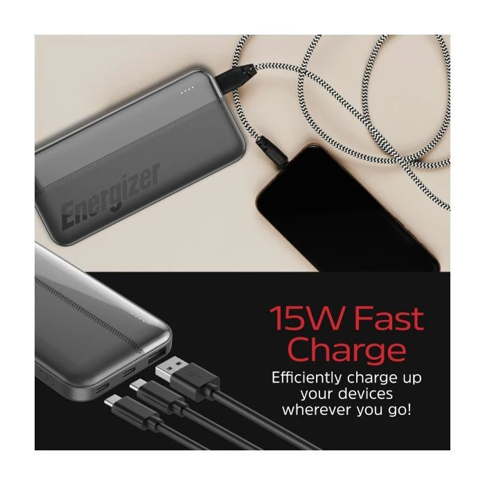 Energizer 10000mAh 15W, USB-А, 2*USB-C, Black (UE10050CC) (UA)