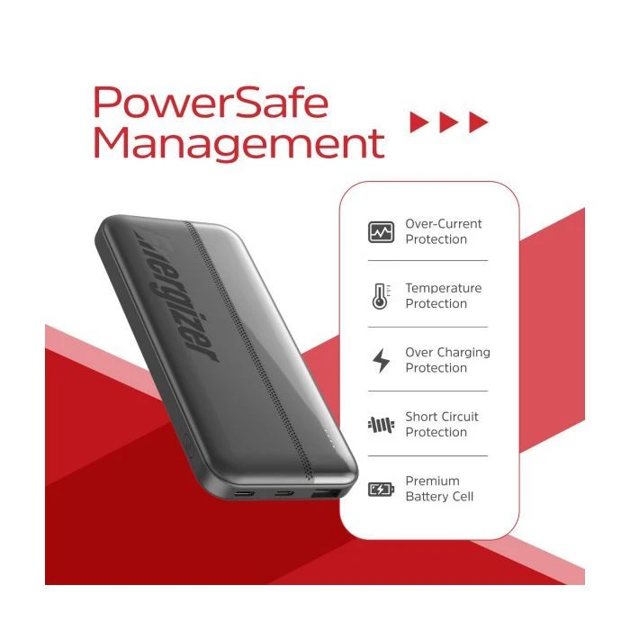 Energizer 10000mAh 15W, USB-А, 2*USB-C, Black (UE10050CC) (UA)