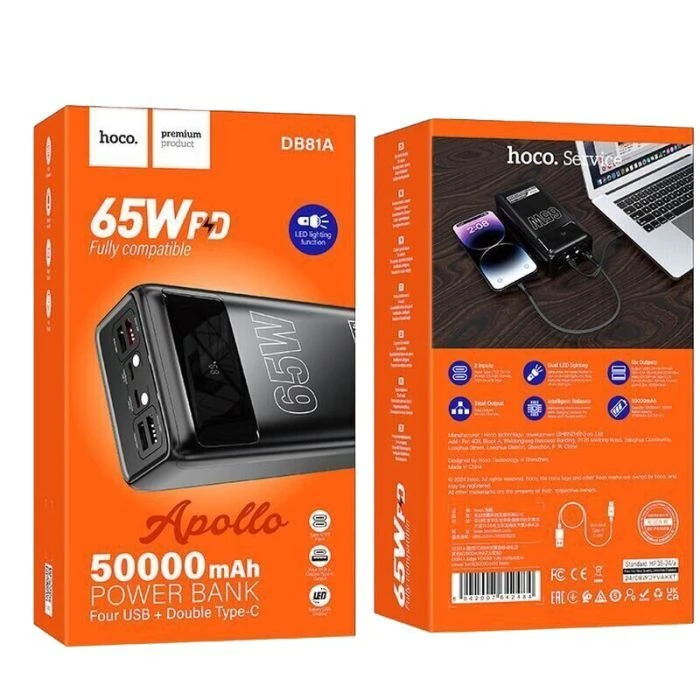 HOCO 50000mAh Apollo PD/65W QC/3.0 Black (DB81A / 714725) (UA)