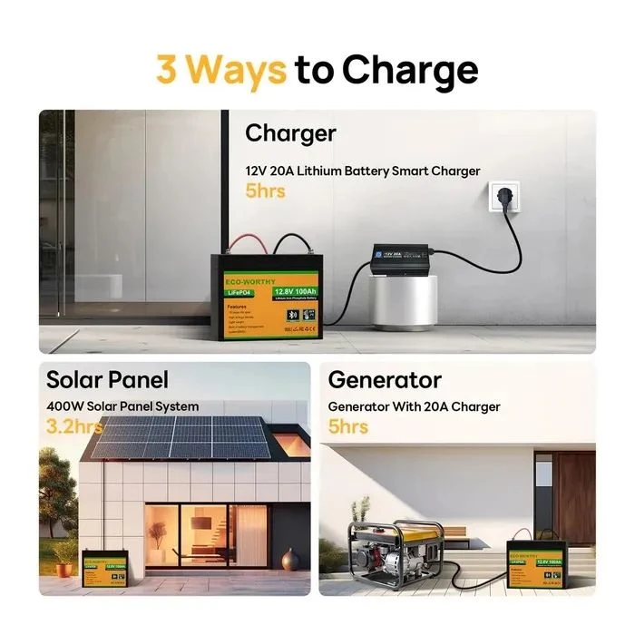 LiFePo4 Eco-Worthy 12.8V 100Ah LCD (Eco-Worthy-12100bt) (UA)