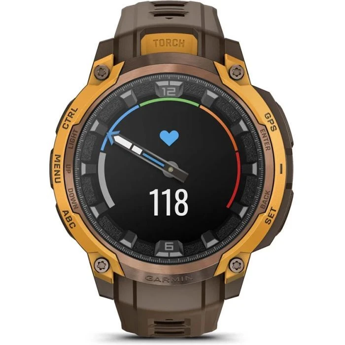 Смарт-годинники Garmin Instinct Crossover AMOLED, BronzeSunburst/Cocoa, GPS смарт-годинник (010-03398-01) (UA)