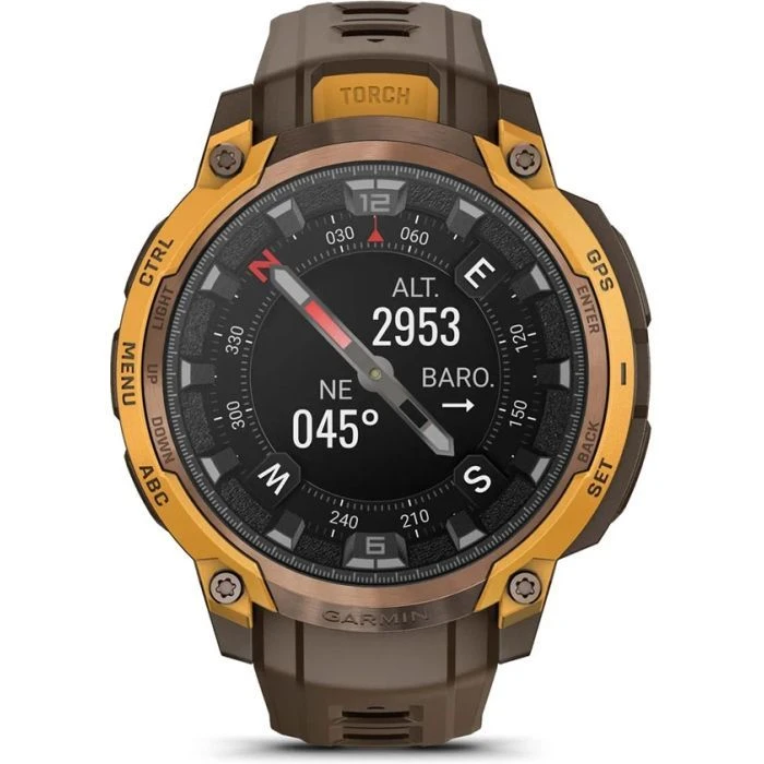Смарт-годинники Garmin Instinct Crossover AMOLED, BronzeSunburst/Cocoa, GPS смарт-годинник (010-03398-01) (UA)