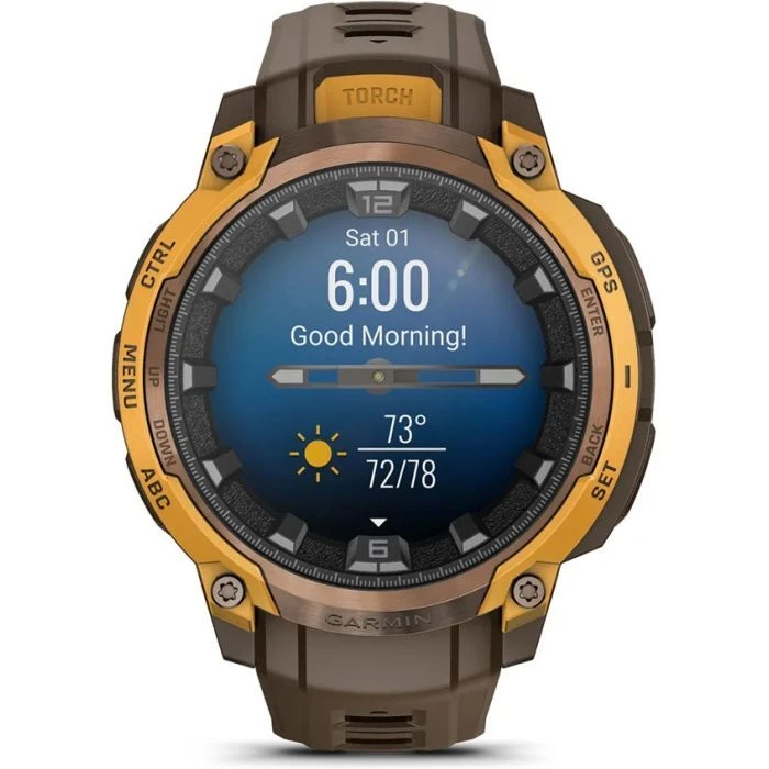 Смарт-годинники Garmin Instinct Crossover AMOLED, BronzeSunburst/Cocoa, GPS смарт-годинник (010-03398-01) (UA)