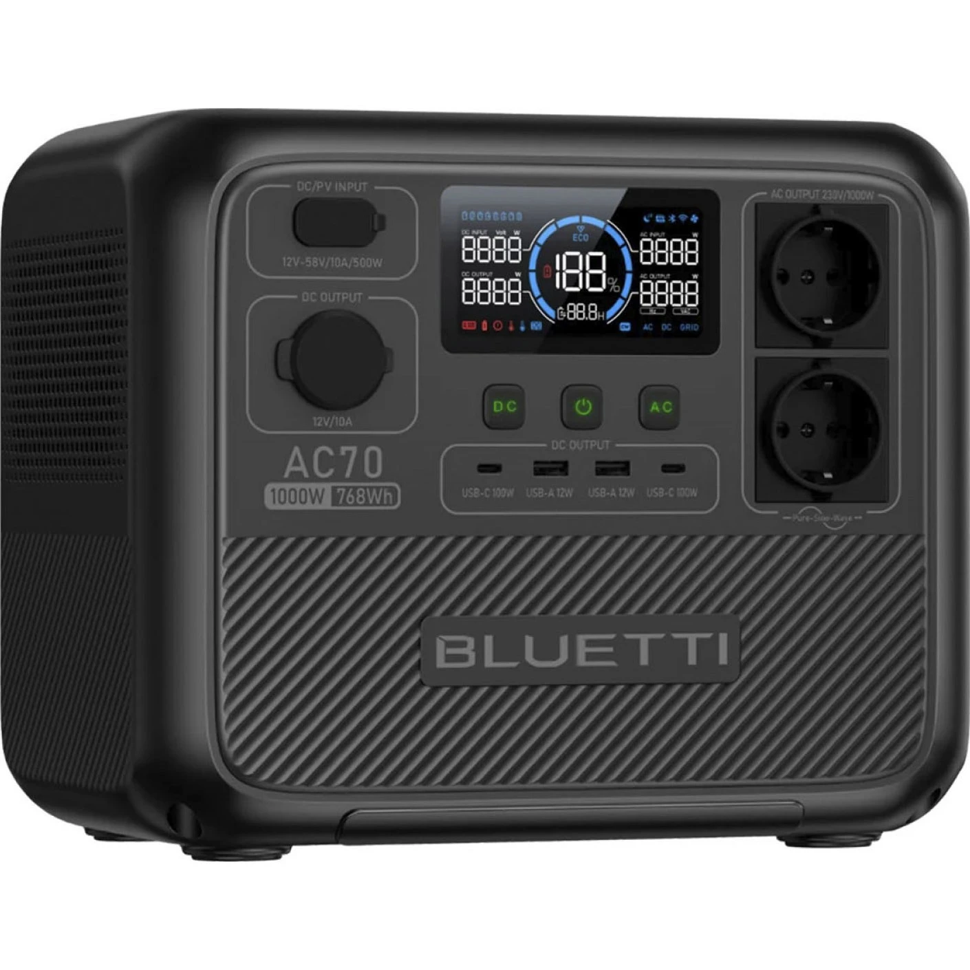 Зарядна станція Bluetti AC70 768Wh 218333mAh 1000W (PB931583) (UA) Тип: зарядна станція; Ємність,