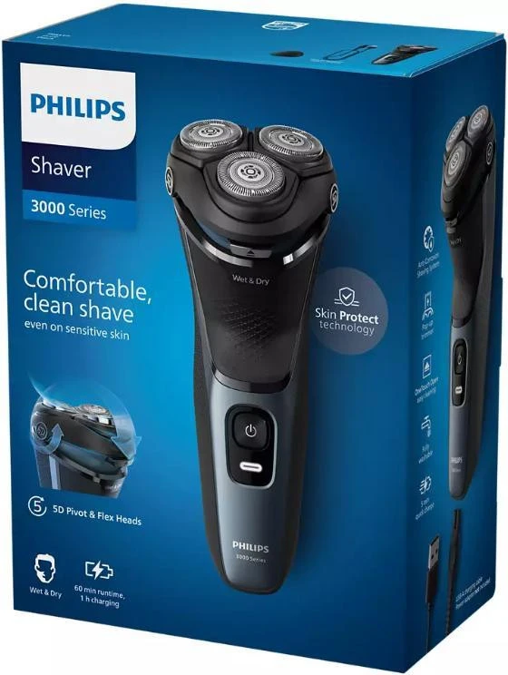 Philips Shaver series 3000 S3144/00 Black/Blue