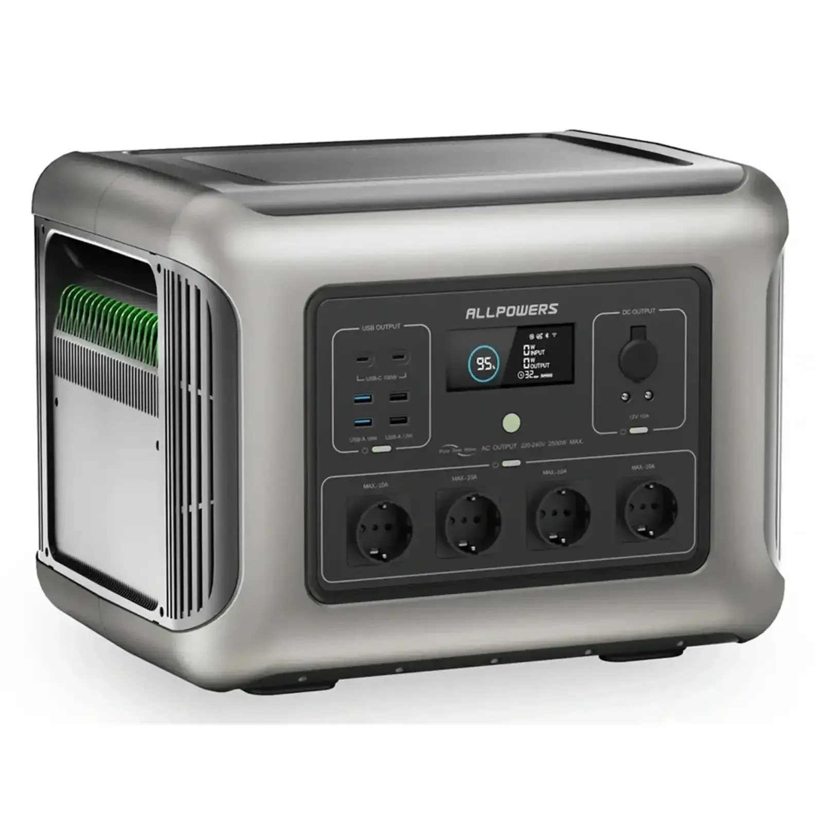 Allpowers R2500 V2 Europe Роз'єми: 4x Розетка, 4x USB, 2x USB Type-C, 1x