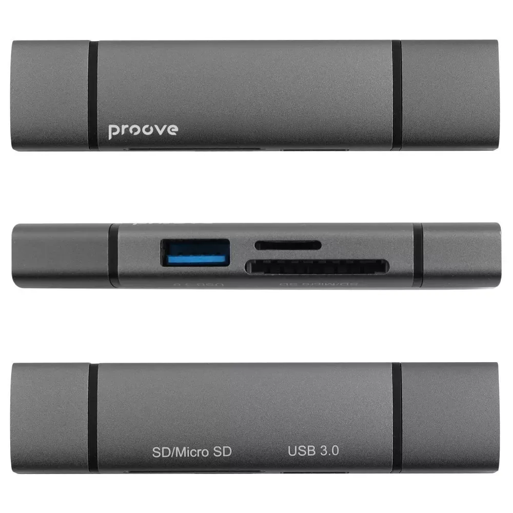 Картридер Proove Arc Link 3 in 1 (USB3.0 + SD Card + Micro SD Card) (silver) (HBAL00210014)