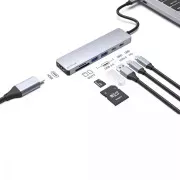 Type-C-Хаб Proove Iron Link 7 in 1 (2*Type-C + 2*USB3.0 + HDMI + SD/TF) (silver) (HBIL00222004)