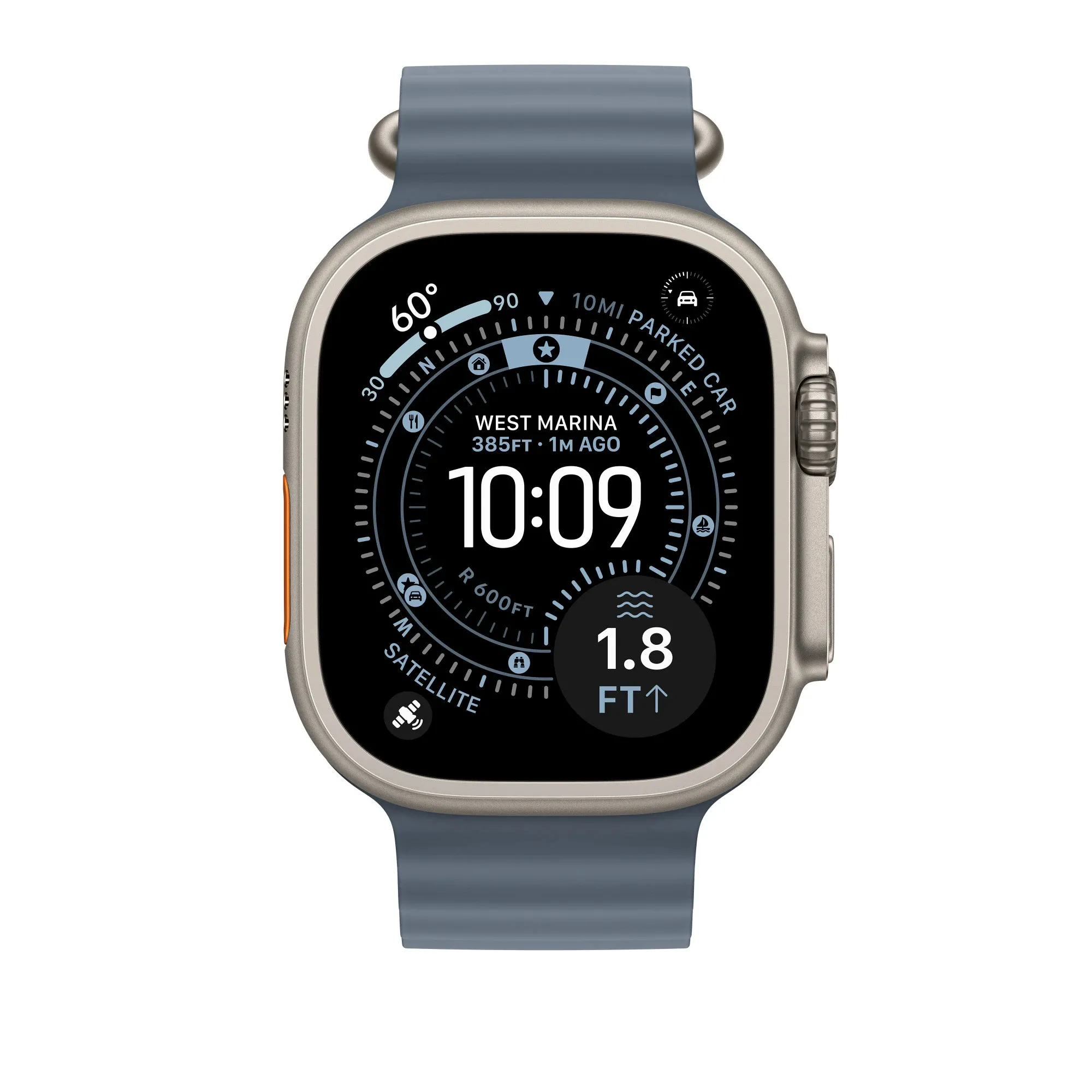 Apple Anchor Blue Ocean Band - Natural Titanium Finish для Apple Watch 44/45/46/49mm (MGCC4)
