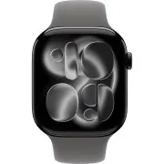 Apple Watch 11 GPS 46mm Jet Black Aluminum Case with Stone Grey Sport Band M/L (MEW84+MXLY3)