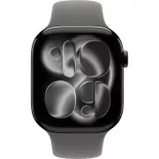 Apple Watch 11 GPS 46mm Jet Black Aluminum Case with Stone Grey Sport Band M/L (MEW84+MXLY3)