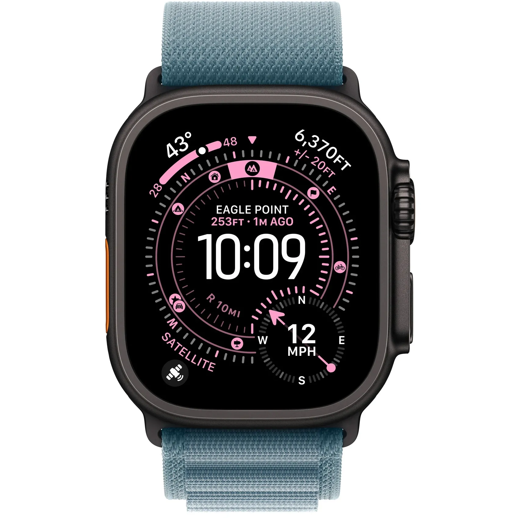 Ремешок Apple Light Blue Alpine Loop - Black Titanium Finish for Watch 44/45/46/49mm Medium (MG9L4) Бренд: Apple; Назначение: умные