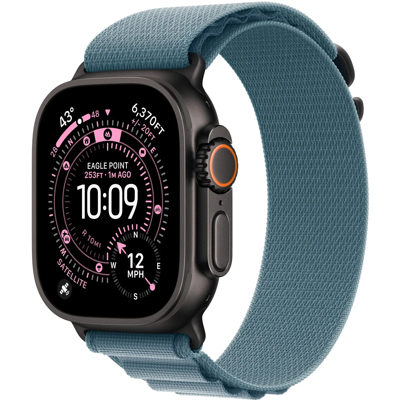 Ремешок Apple Light Blue Alpine Loop - Black Titanium Finish for Watch 44/45/46/49mm Medium (MG9L4)
