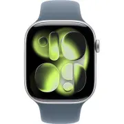Apple Watch Series 11 GPS 46mm Silver Aluminium Case with Storm Blue Sport Band M/L (MEWC4+MT3R3)